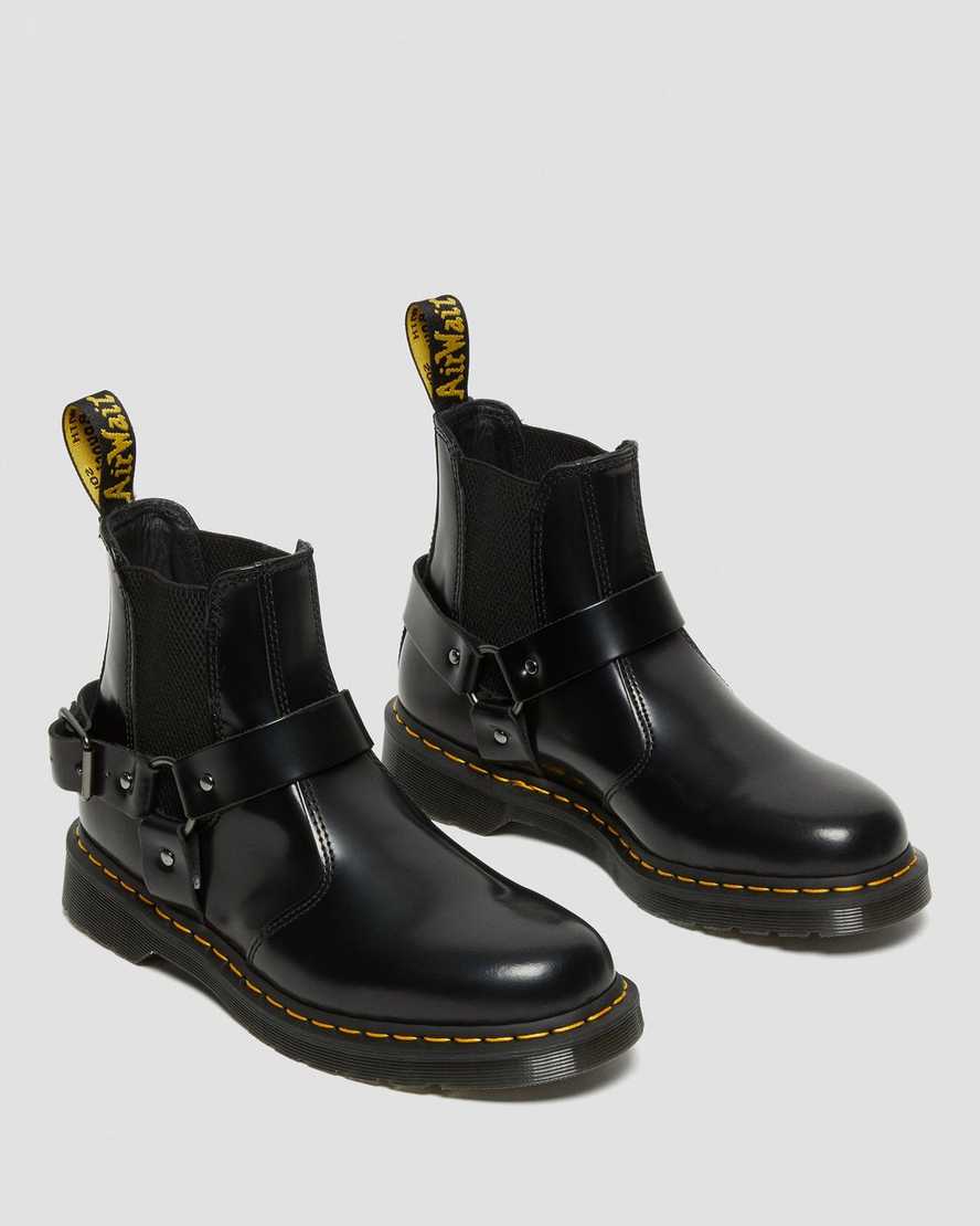 sorte dr martens wincox smooth dame støvler med spænde