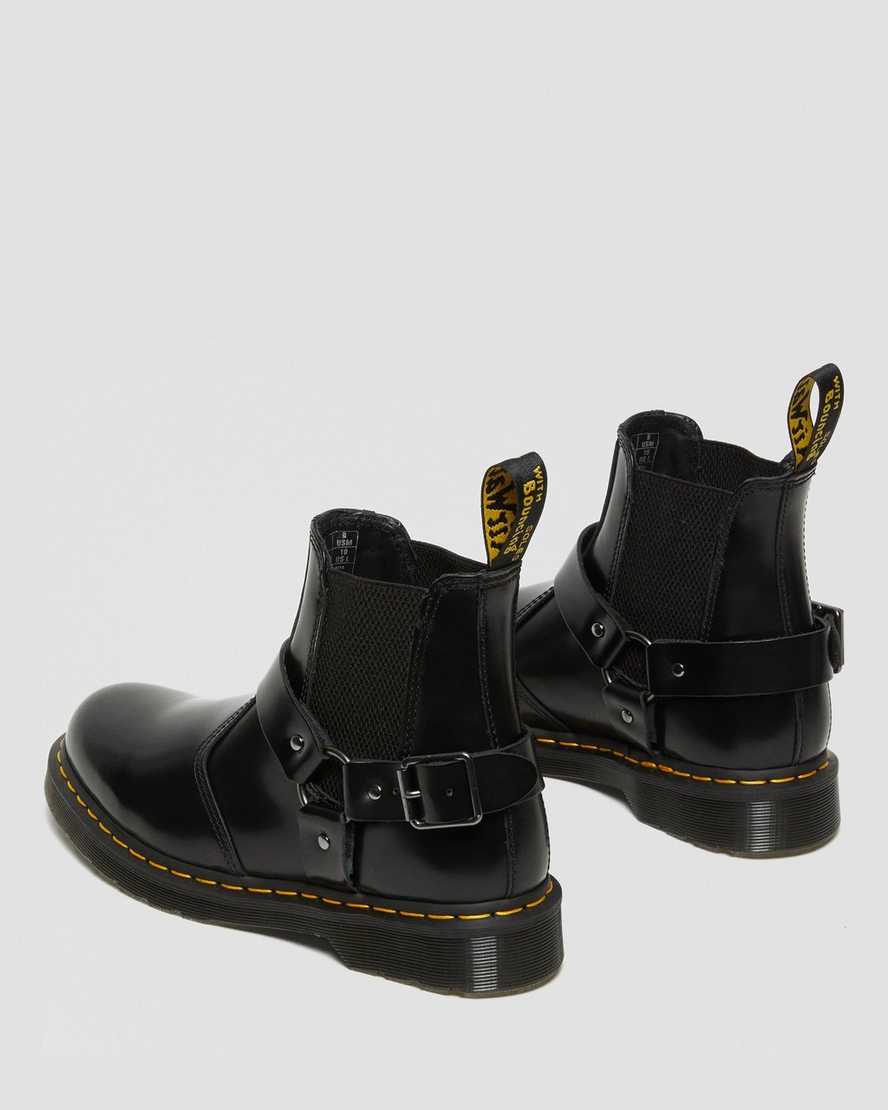 sorte dr martens wincox smooth dame støvler med spænde