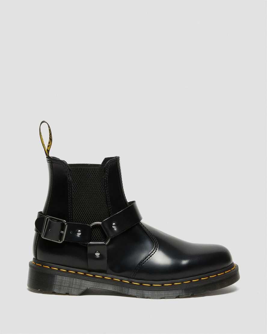 sorte dr martens wincox smooth dame støvler med spænde