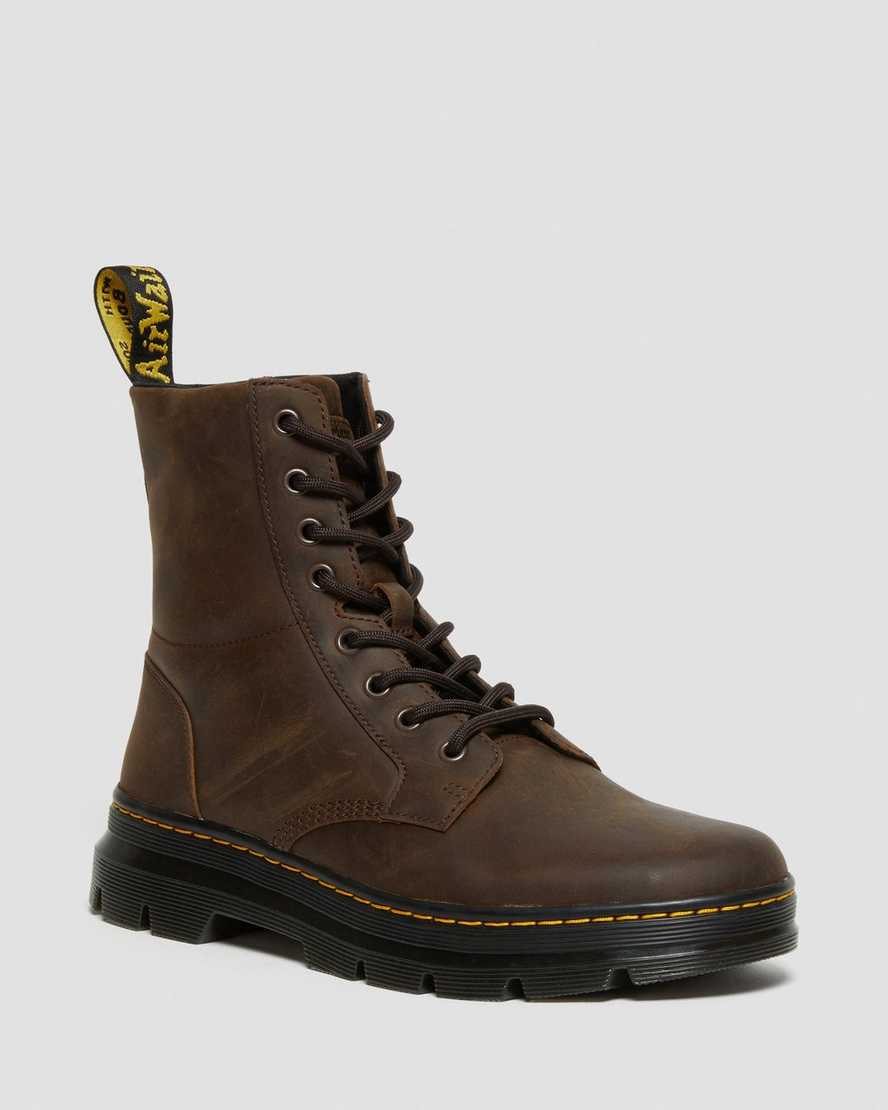 brune dr martens combs crazy horse damestøvler