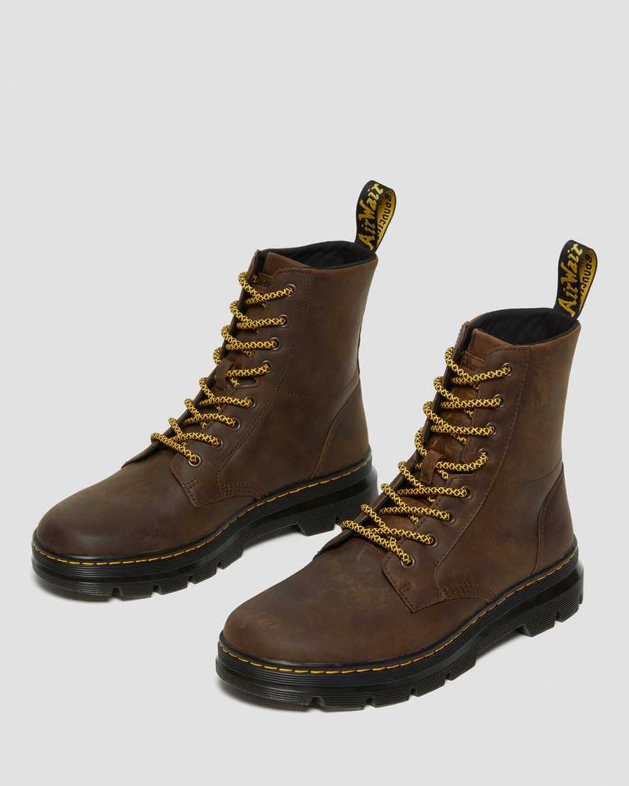 brune dr martens combs crazy horse damestøvler