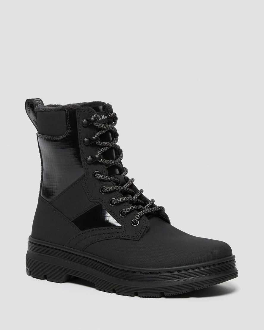 sorte dr martens iowa faux fur dame casual støvler