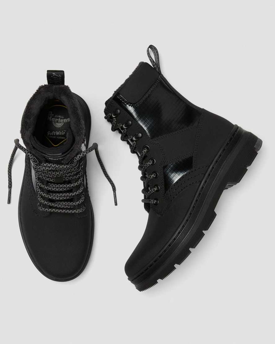 sorte dr martens iowa faux fur dame casual støvler