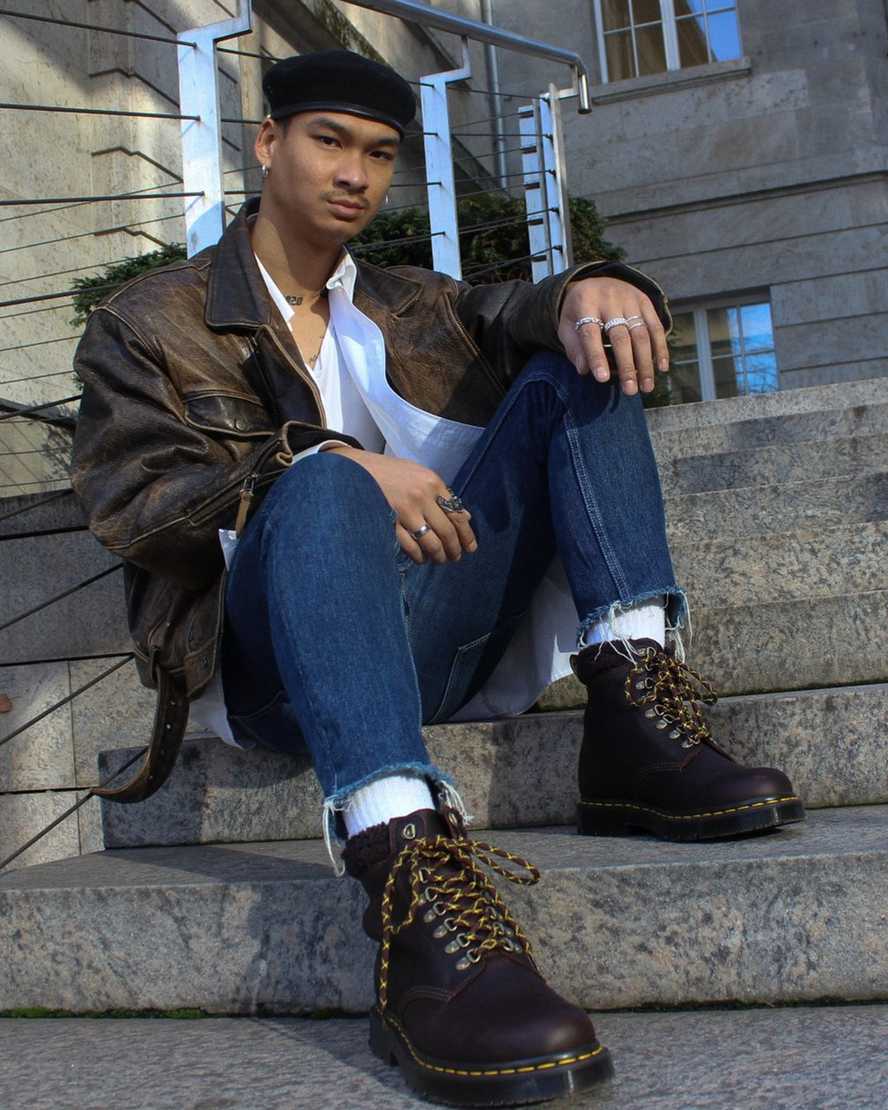 dr. martens 1460 dms wintergrip fleece dame støvler i mørkebrun