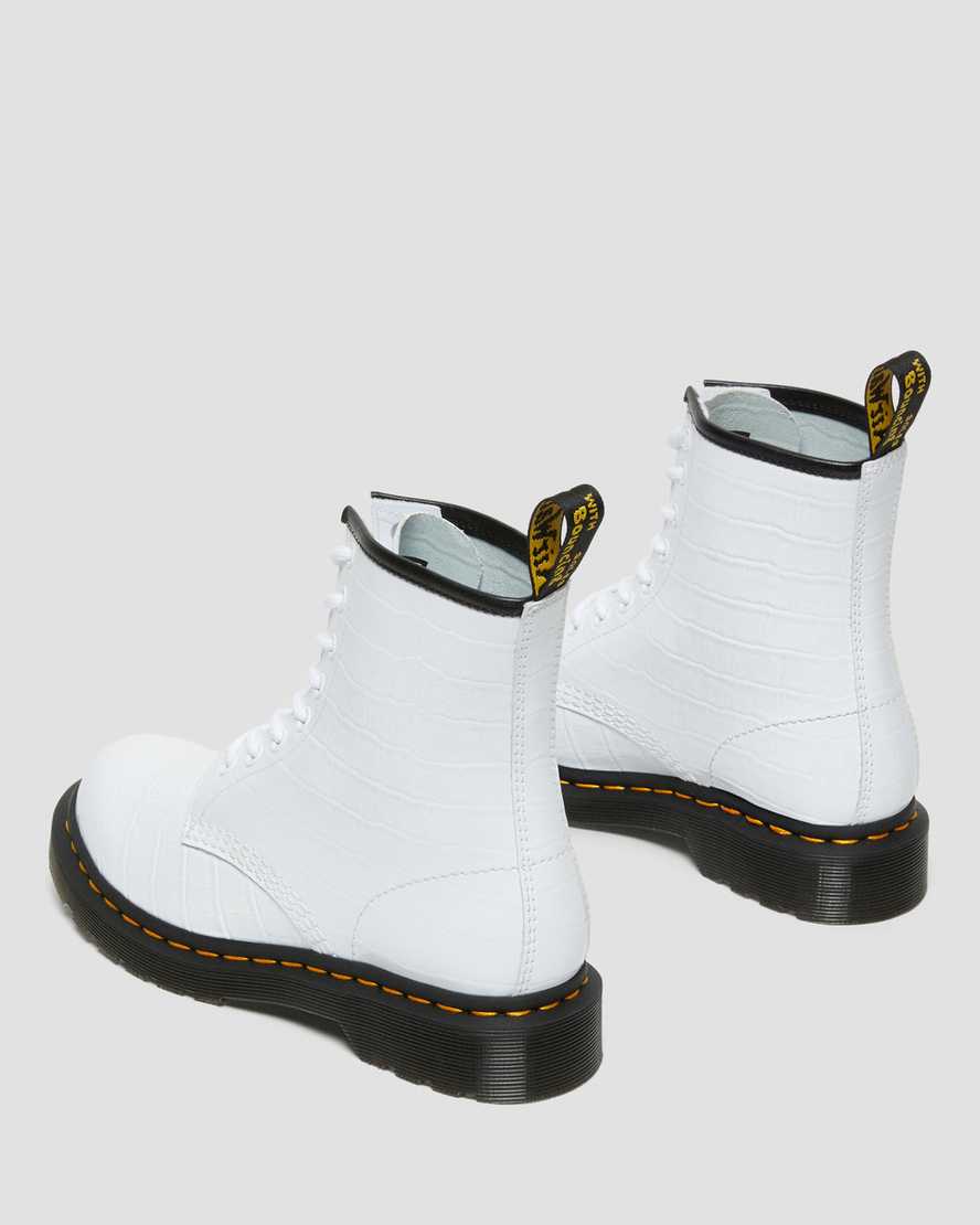 dr. martens 1460 patent croc emboss dame støvler i hvid