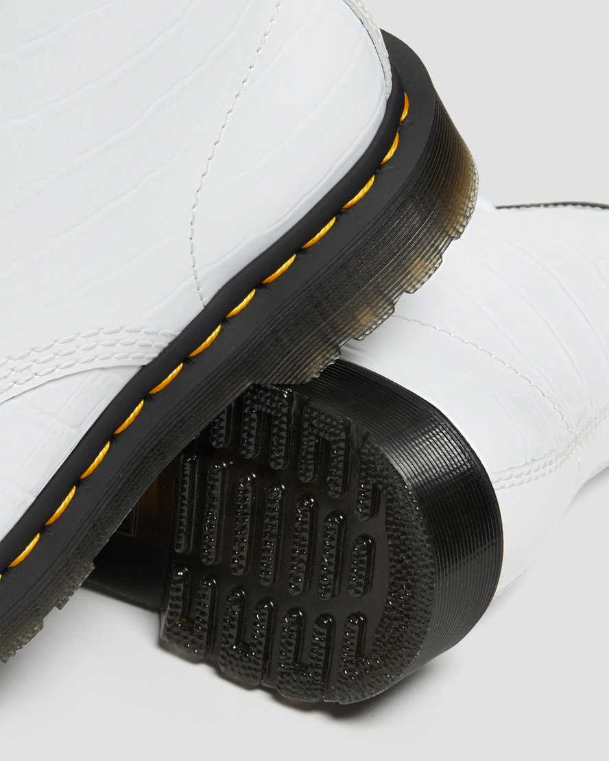 dr. martens 1460 patent croc emboss dame støvler i hvid
