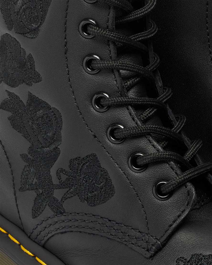 sorte dr martens 1460 vonda mono floral dame casual støvler