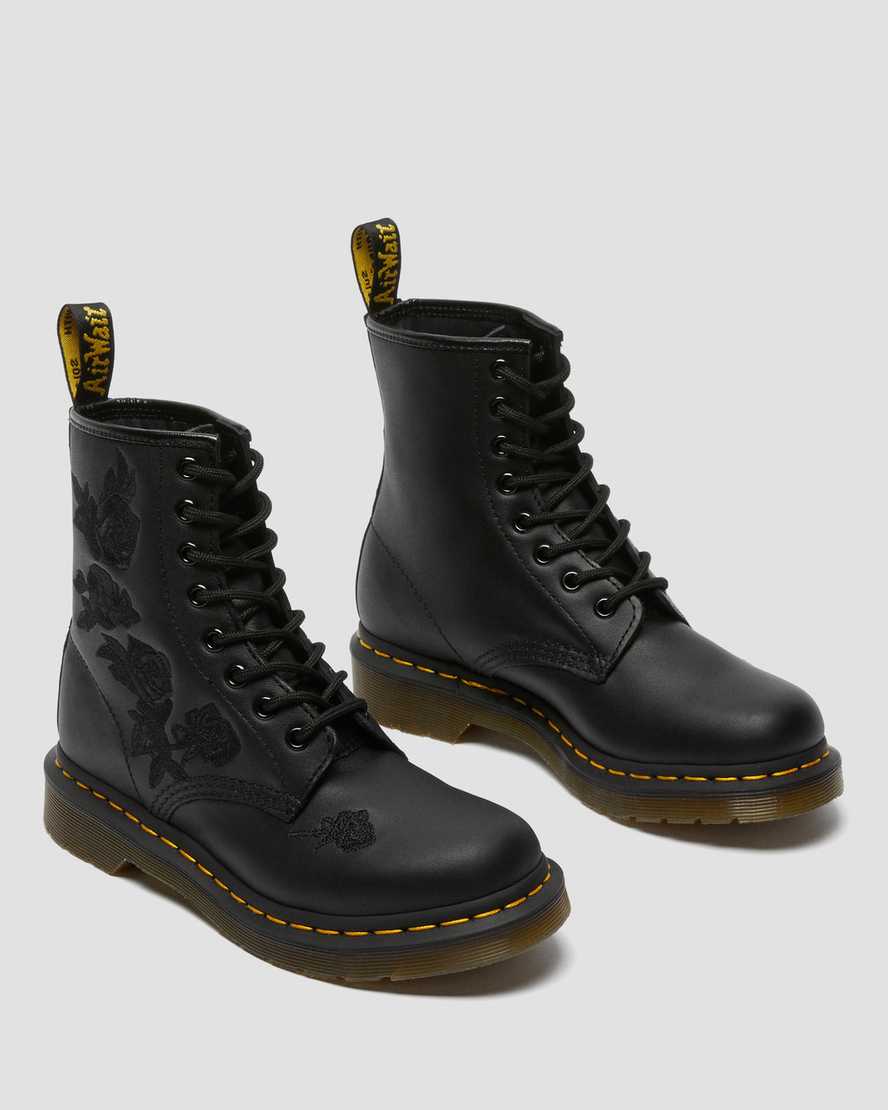 sorte dr martens 1460 vonda mono floral dame casual støvler