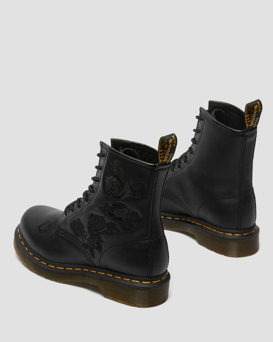 sorte dr martens 1460 vonda mono floral dame casual støvler