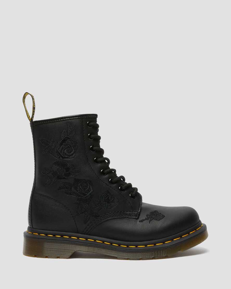 sorte dr martens 1460 vonda mono floral dame casual støvler