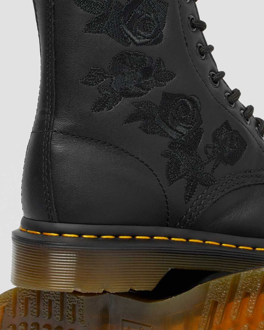 sorte dr martens 1460 vonda mono floral dame casual støvler