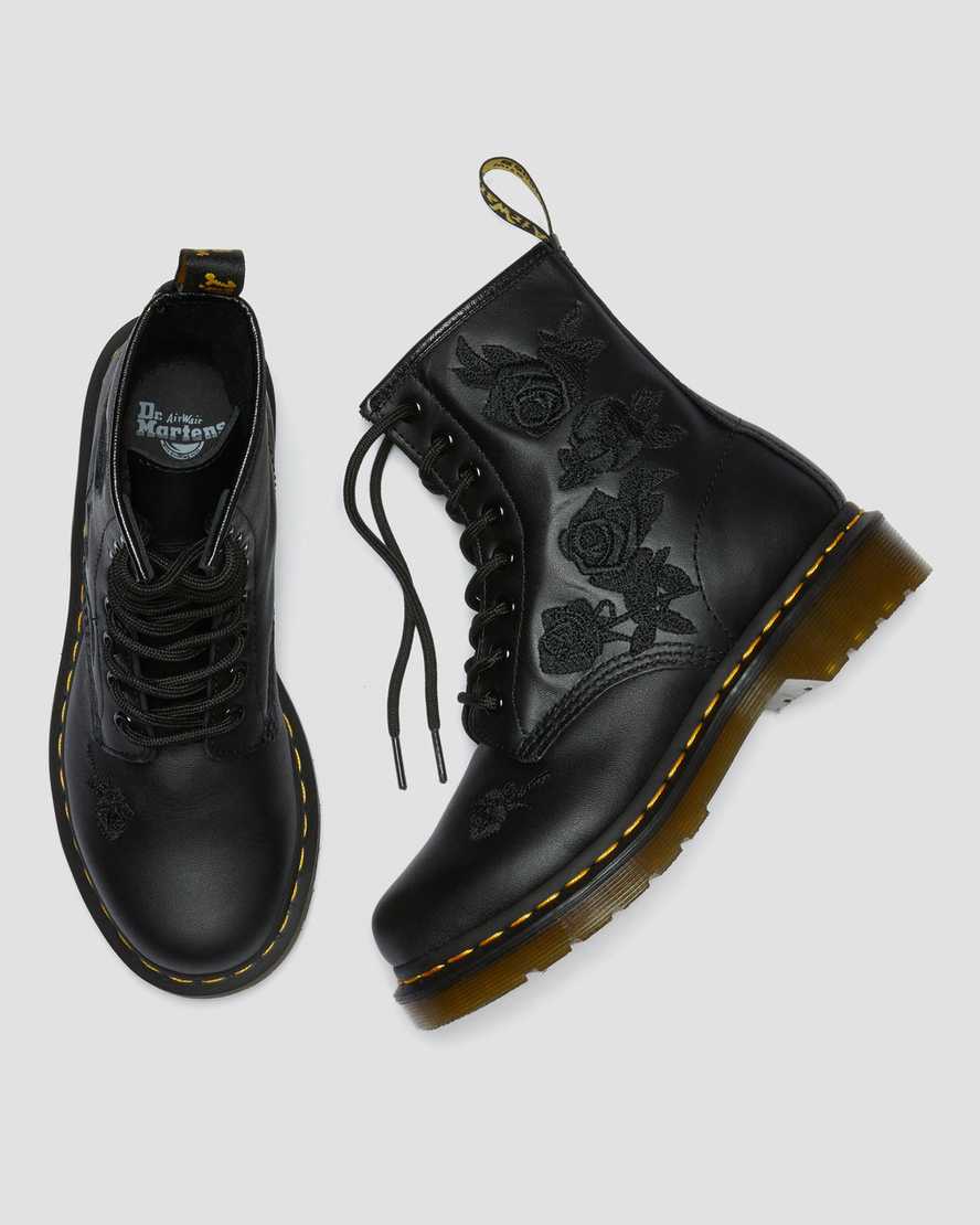 sorte dr martens 1460 vonda mono floral dame casual støvler