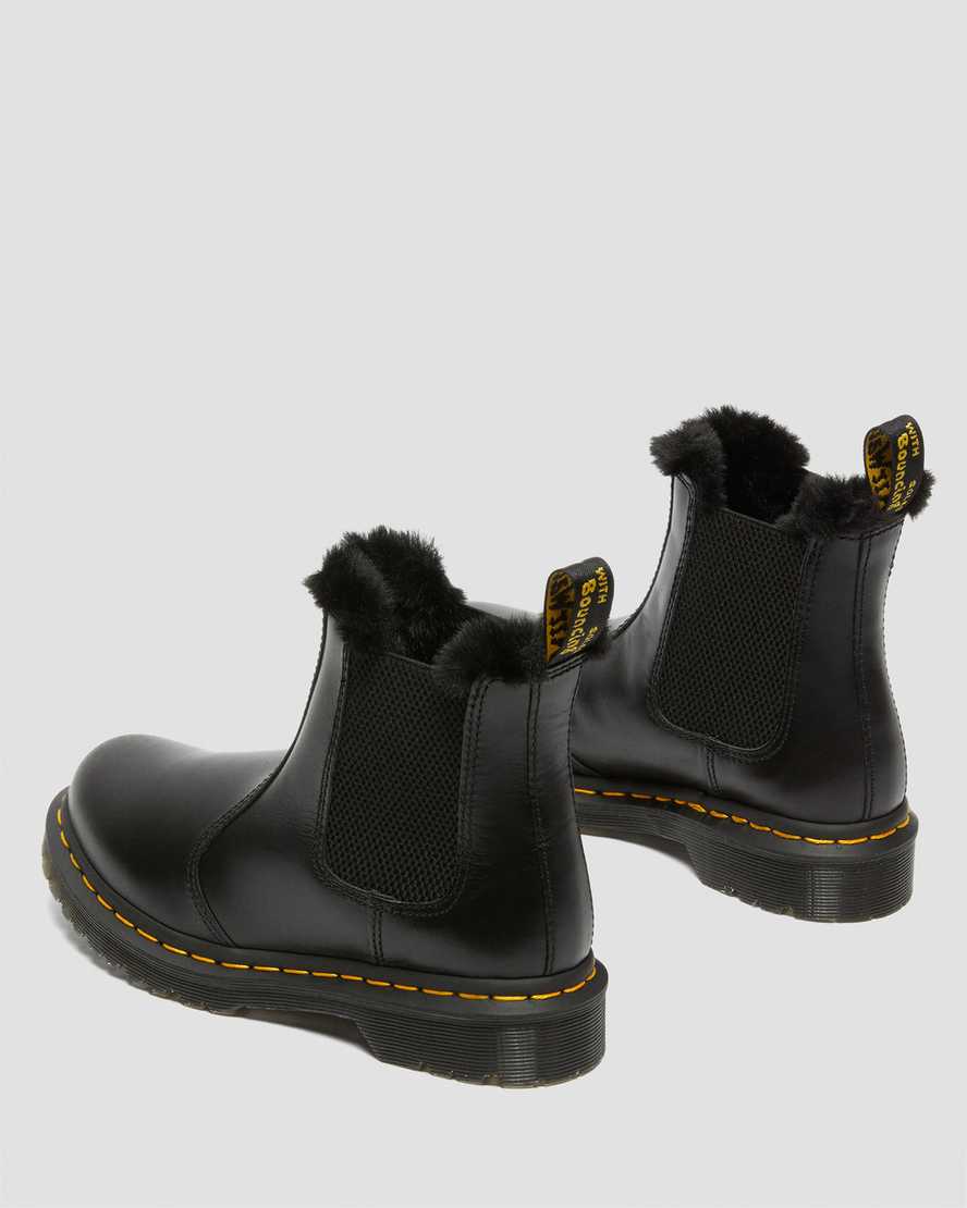 sorte dr martens 2976 leonore faux fur lined chelsea støvler til dame