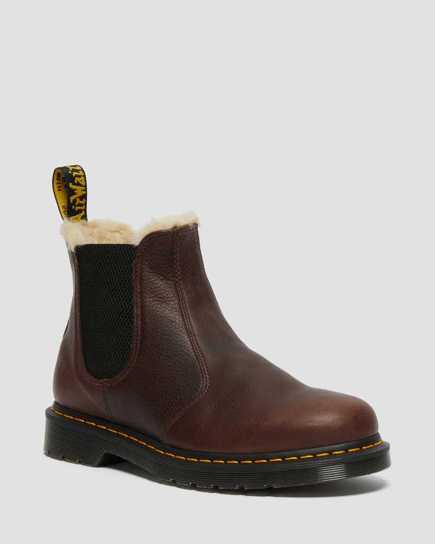 brune dr martens 2976 chelsea støvler med imiteret pels til dame
