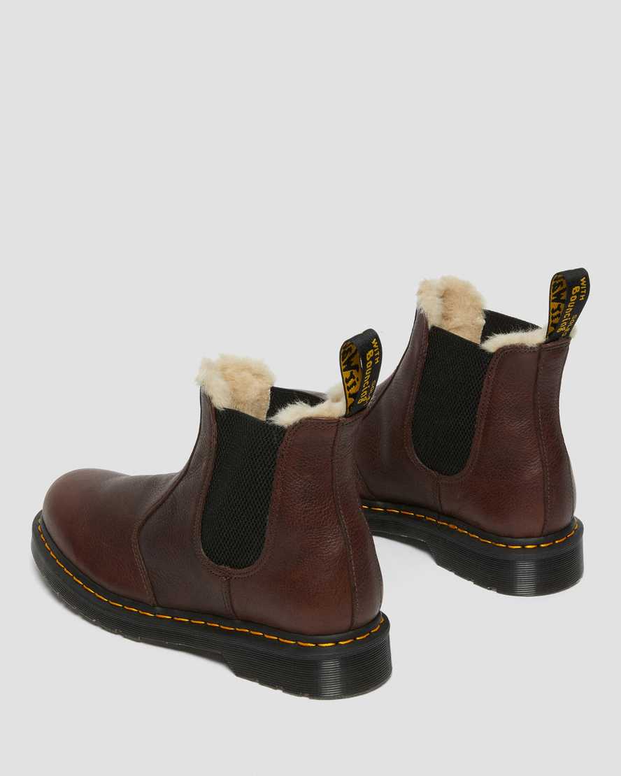 brune dr martens 2976 chelsea støvler med imiteret pels til dame