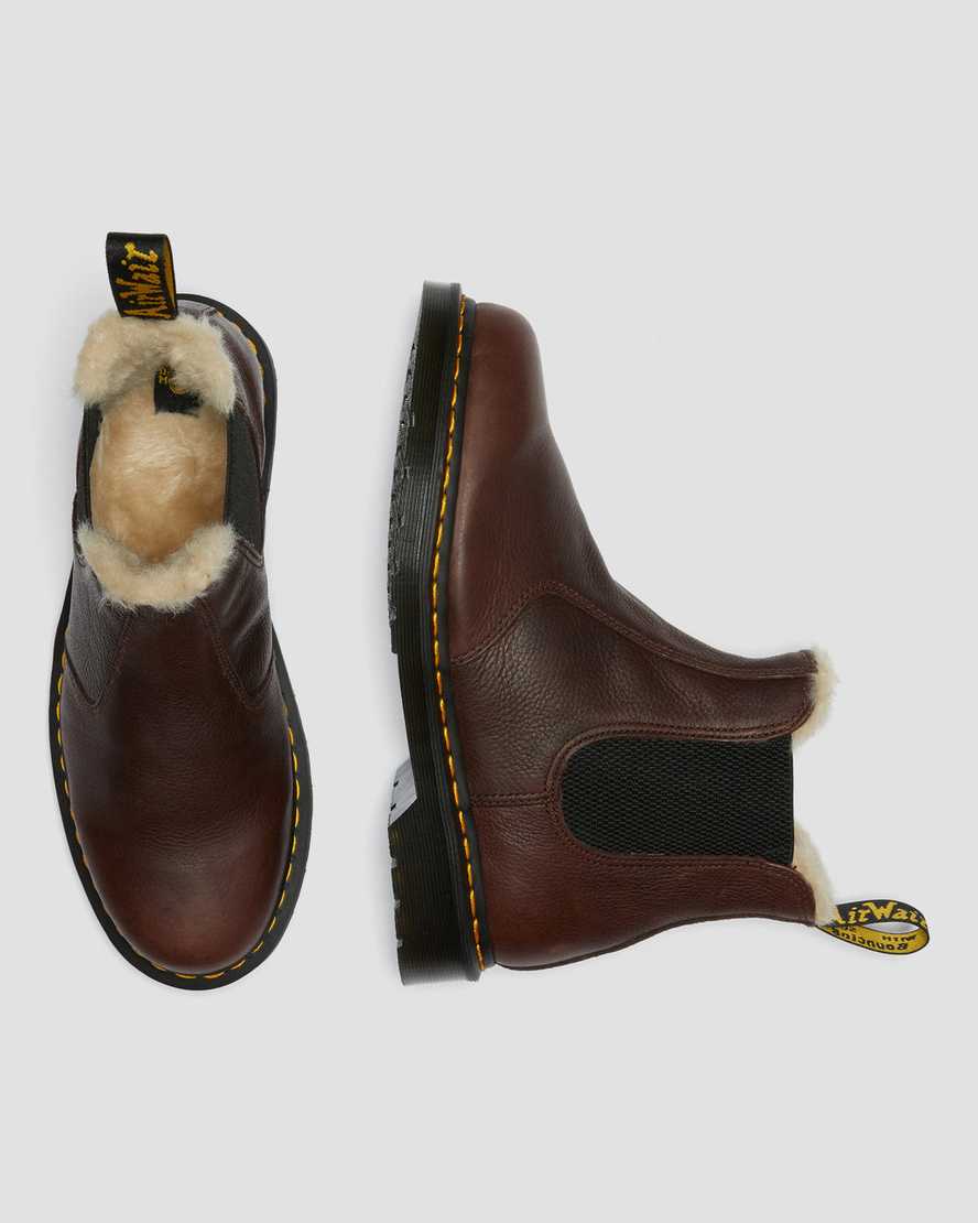 brune dr martens 2976 chelsea støvler med imiteret pels til dame