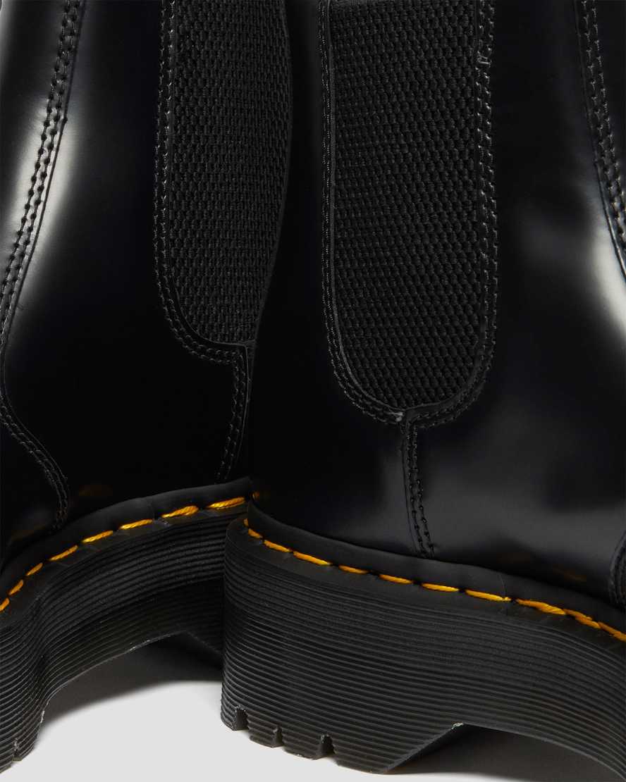 sorte dr martens 2976 polished smooth platform chelsea støvler til dame
