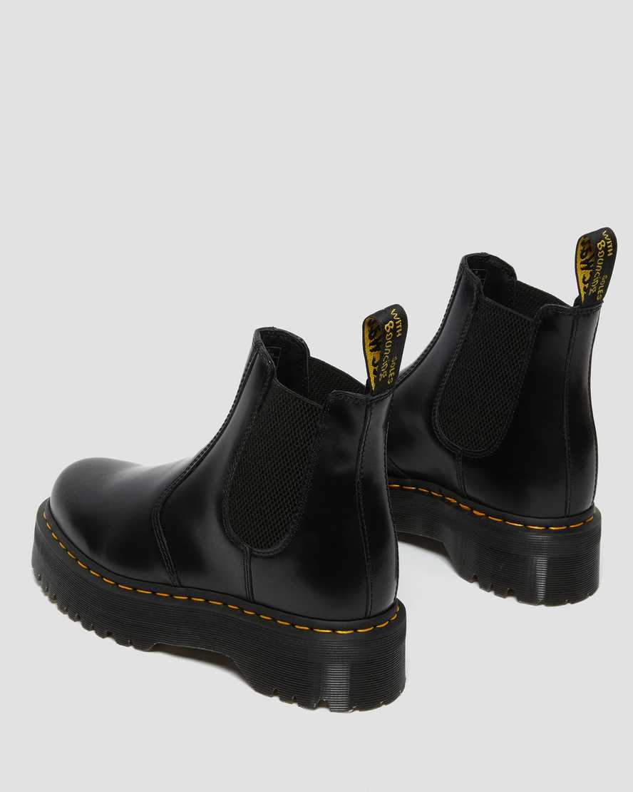 sorte dr martens 2976 polished smooth platform chelsea støvler til dame