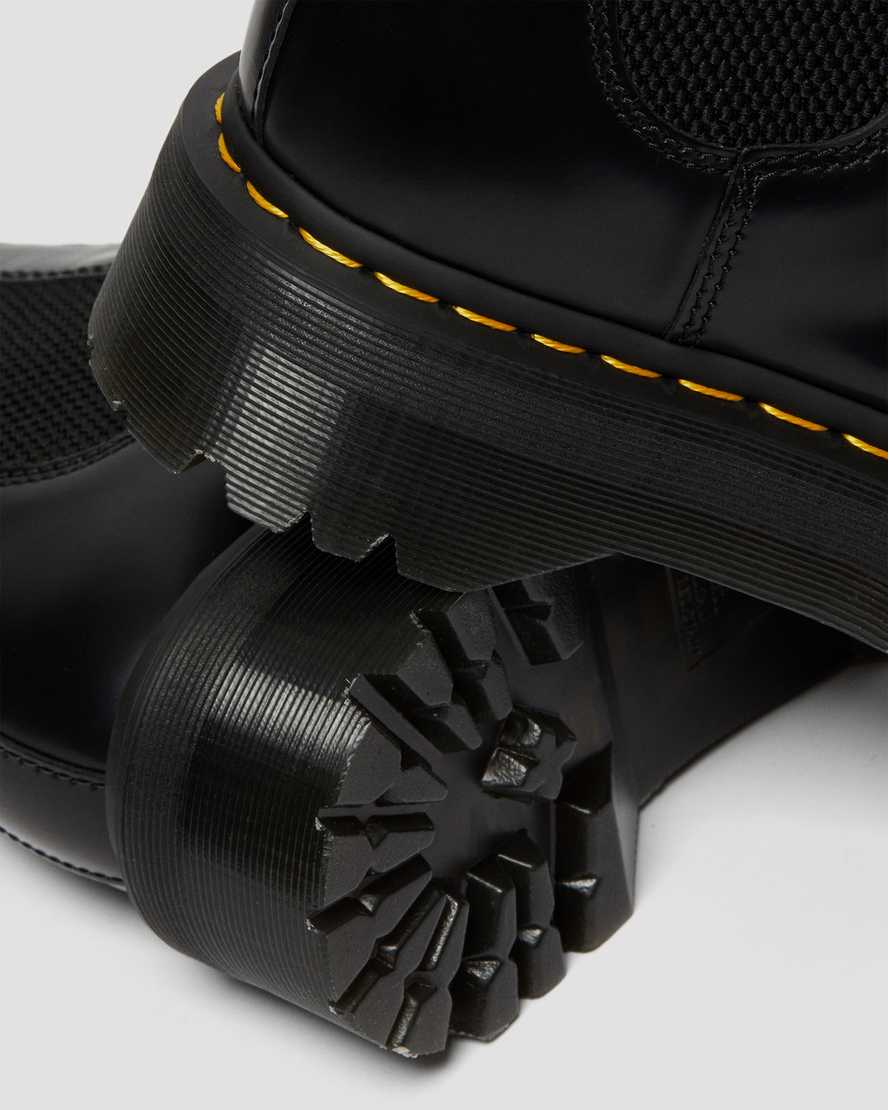 sorte dr martens 2976 polished smooth platform chelsea støvler til dame