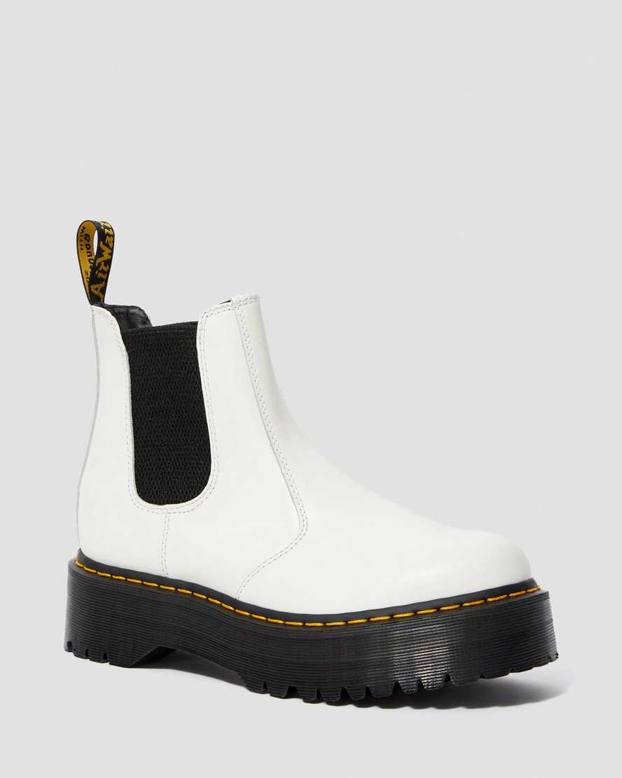 hvide dr martens 2976 smooth platform chelsea støvler til dame