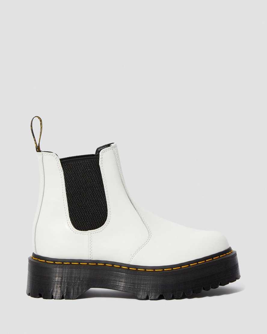 hvide dr martens 2976 smooth platform chelsea støvler til dame