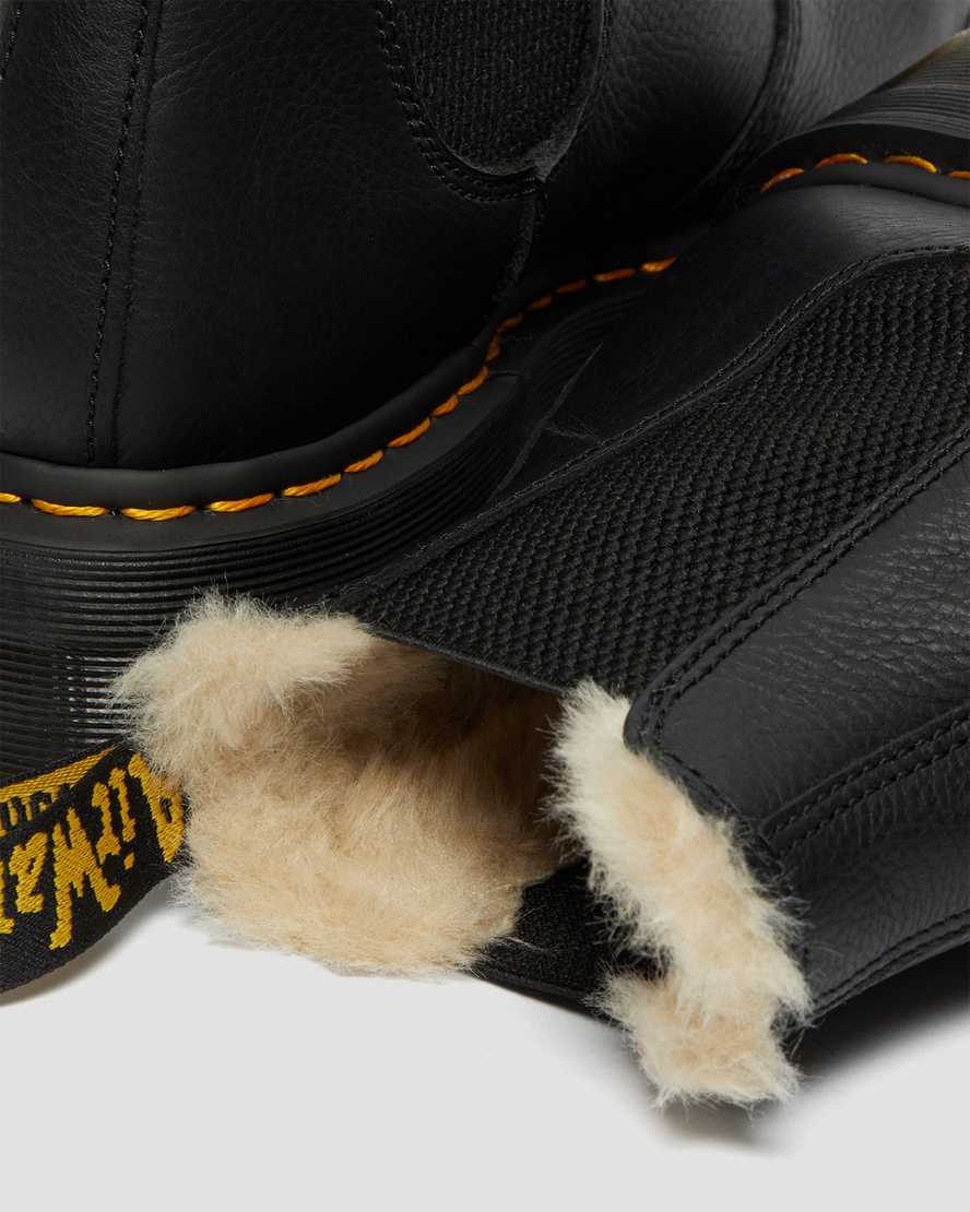 sorte dr martens 2976 platform chelsea støvler med faux fur-for til dame