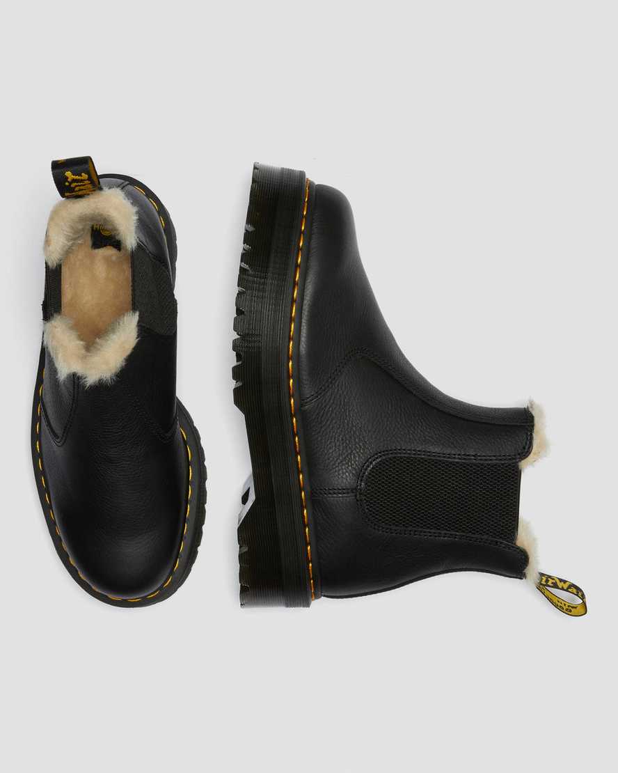 sorte dr martens 2976 platform chelsea støvler med faux fur-for til dame