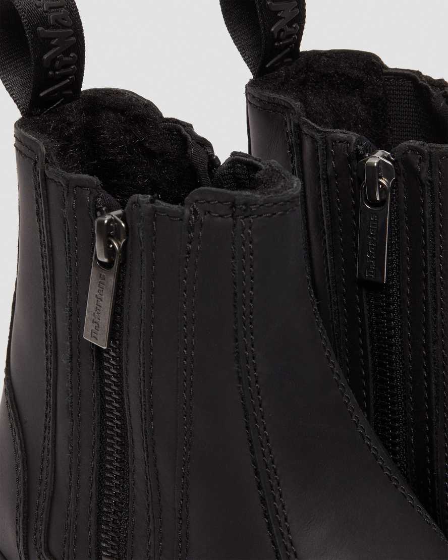 sorte dr martens 2976 dms wintergrip zip chelsea støvler til dame