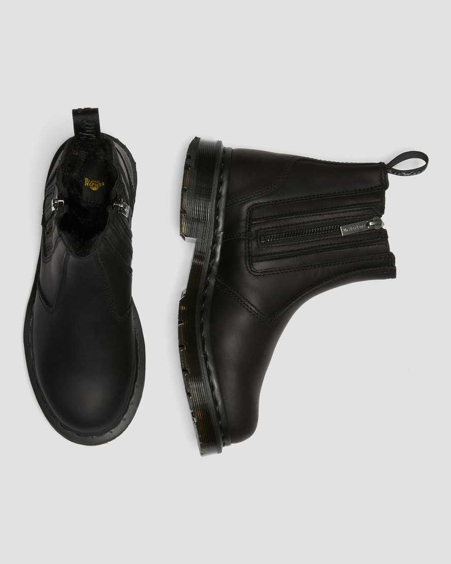 sorte dr martens 2976 dms wintergrip zip chelsea støvler til dame