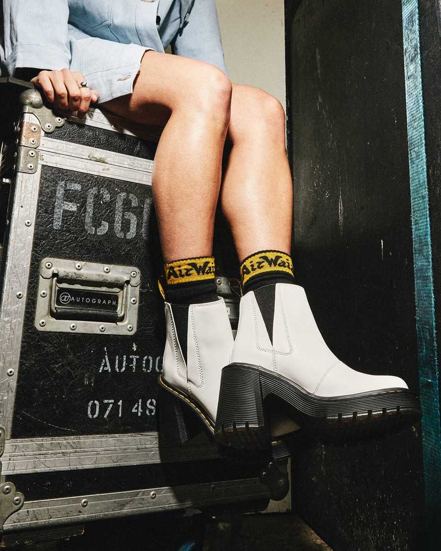 hvide dr martens spence flared heel chelsea støvler til dame