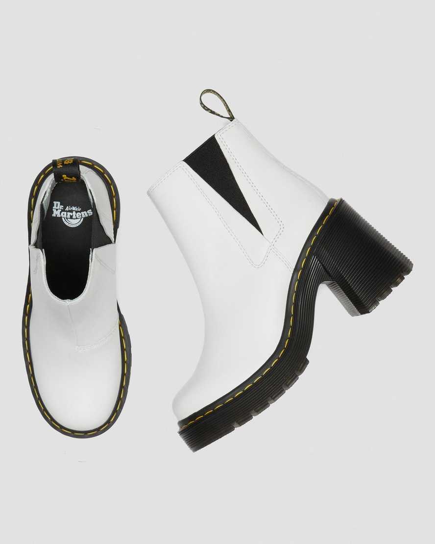 hvide dr martens spence flared heel chelsea støvler til dame