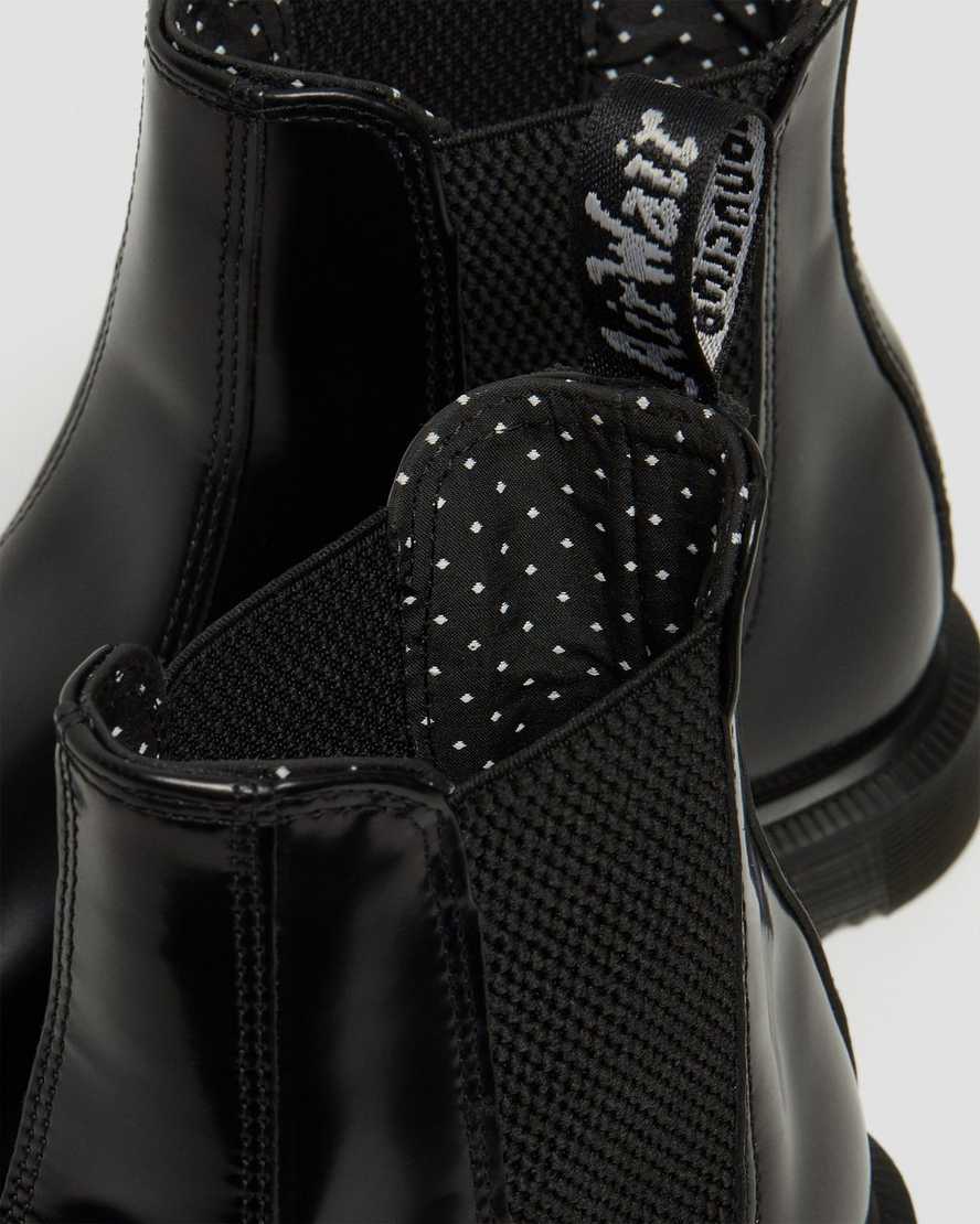 sorte dr martens flora smooth chelsea støvler til dame