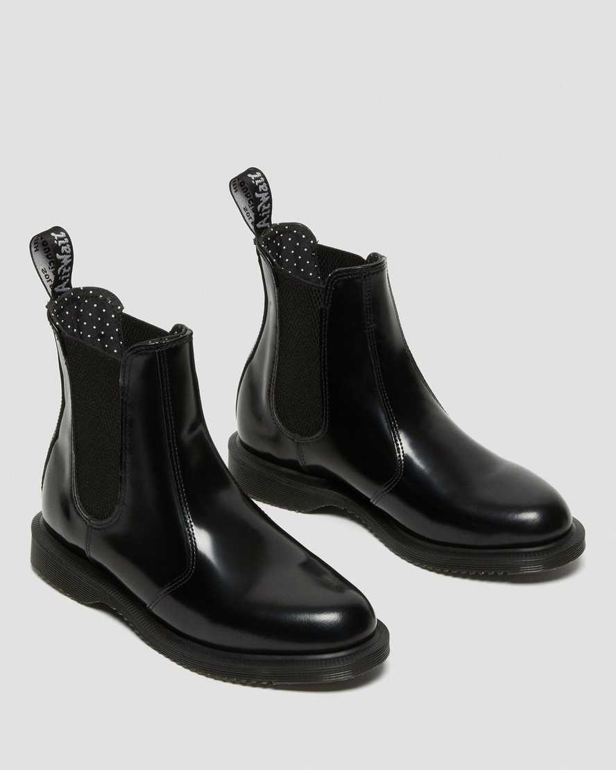 sorte dr martens flora smooth chelsea støvler til dame