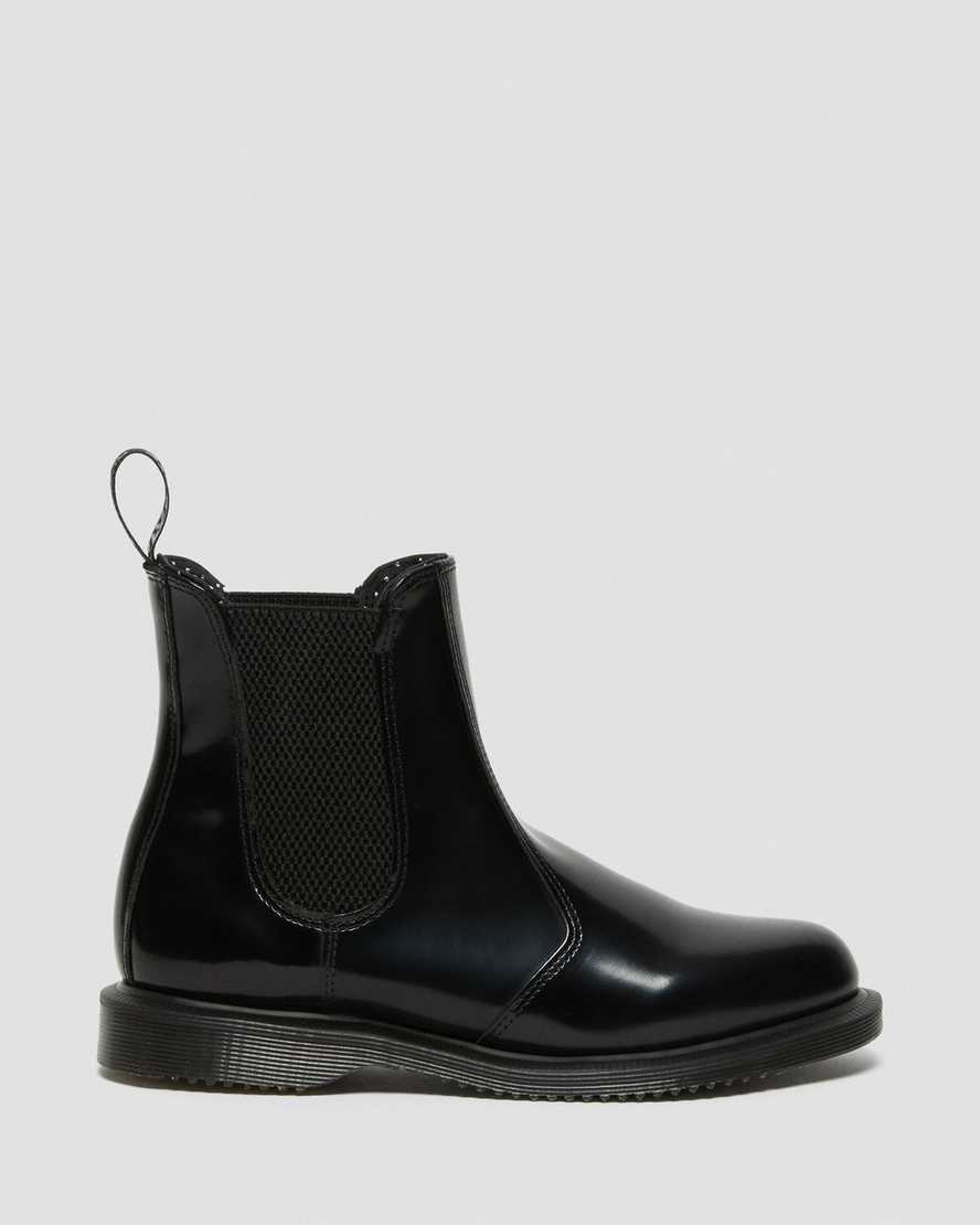 sorte dr martens flora smooth chelsea støvler til dame