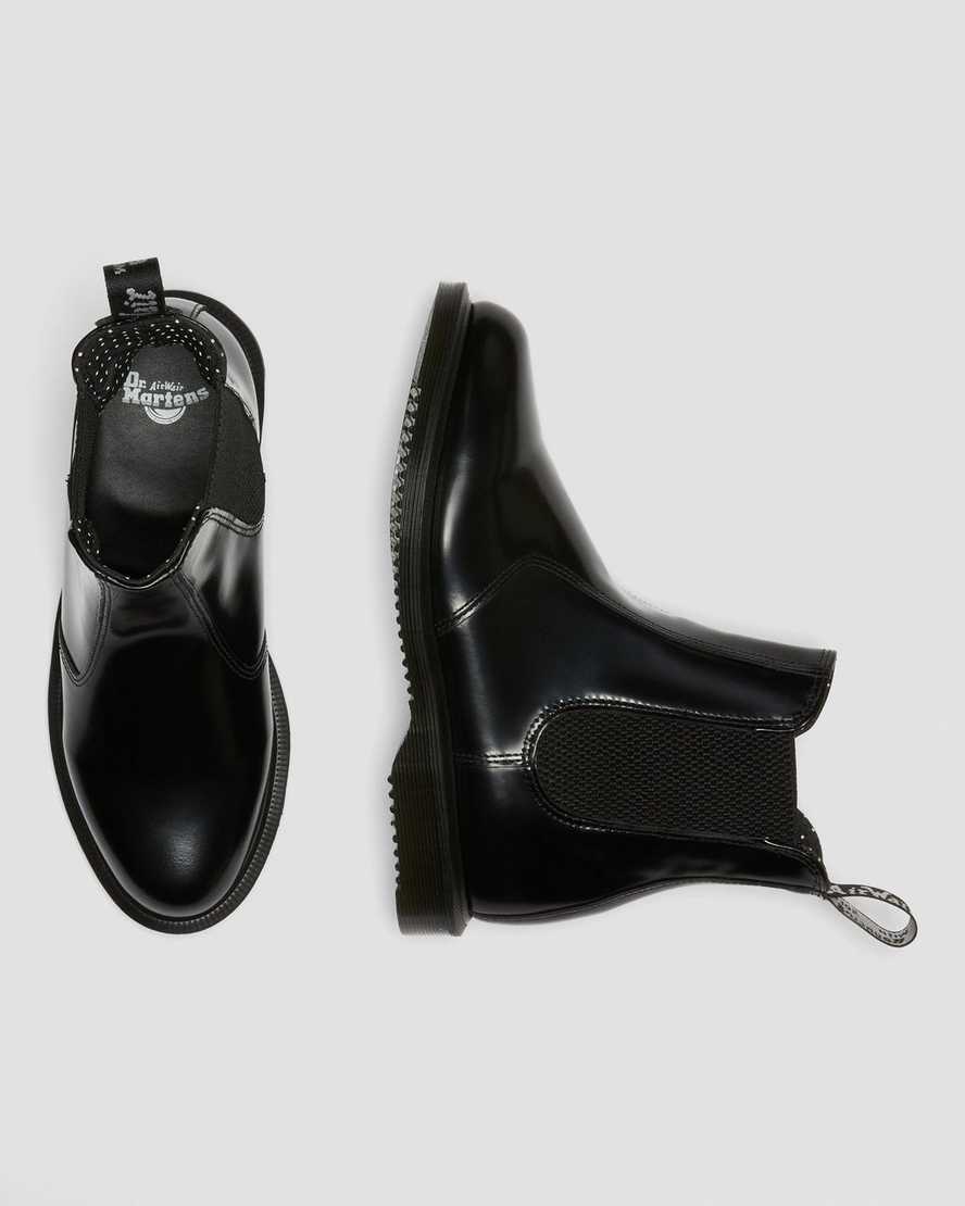 sorte dr martens flora smooth chelsea støvler til dame