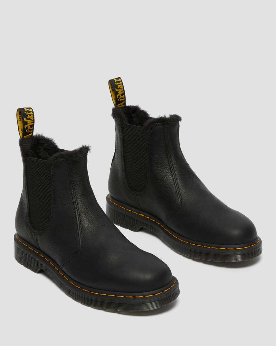 sorte dr martens 2976 chelsea støvler med faux fur-for til dame