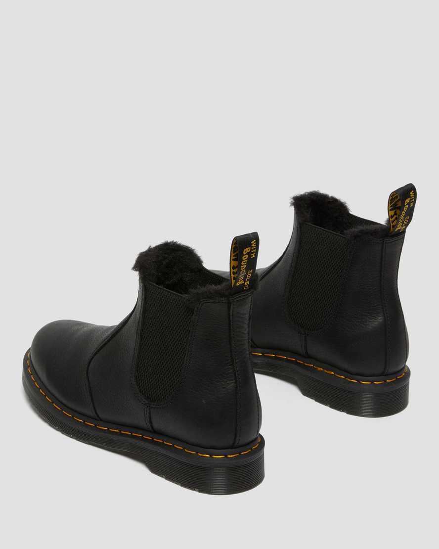 sorte dr martens 2976 chelsea støvler med faux fur-for til dame