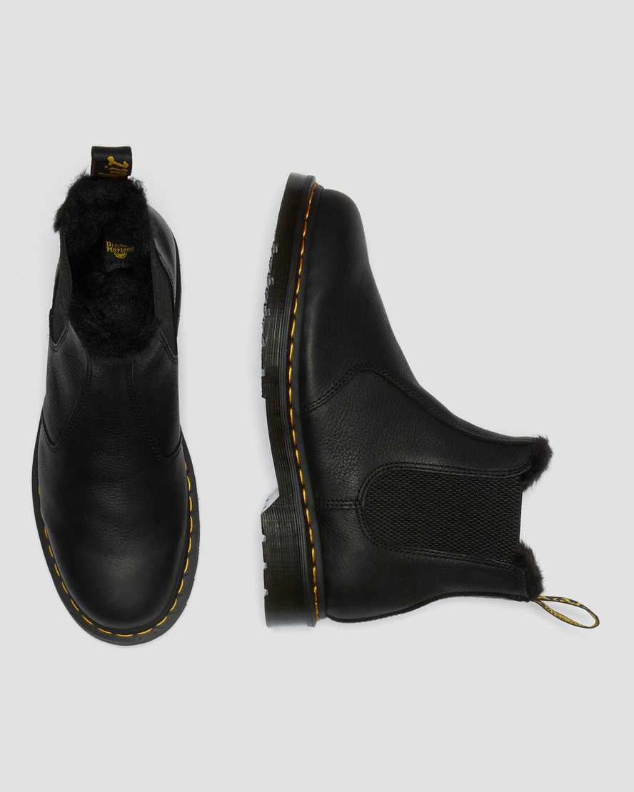 sorte dr martens 2976 chelsea støvler med faux fur-for til dame