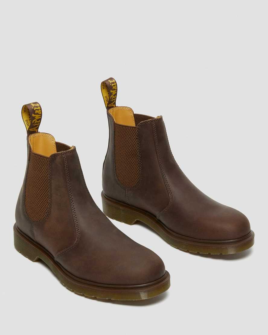 brune dr martens 2976 crazy horse chelsea støvler til dame