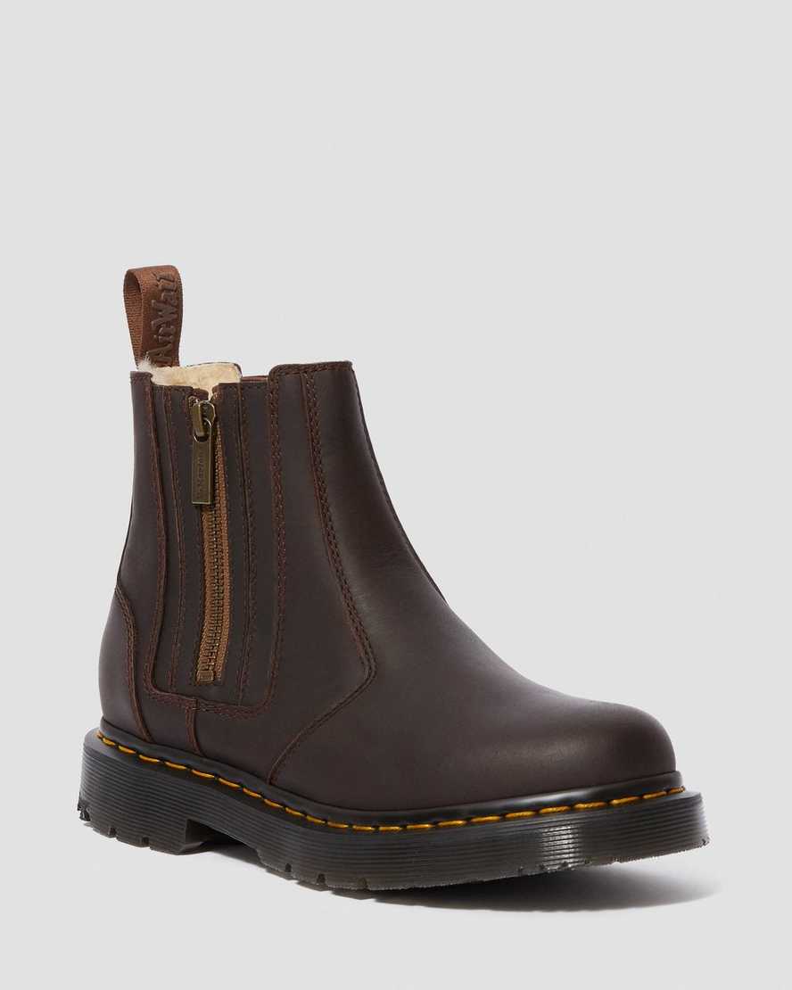 brune dr martens 2976 dms wintergrip zip chelsea støvler til dame