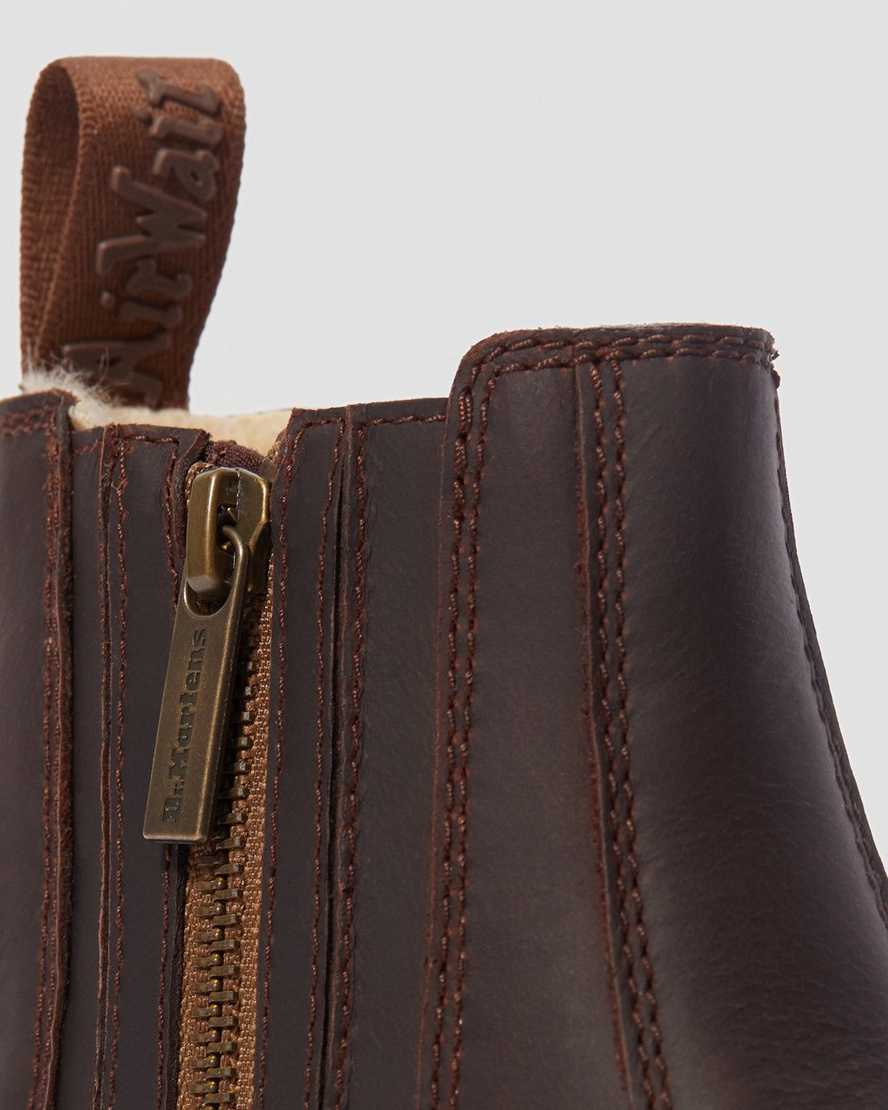 brune dr martens 2976 dms wintergrip zip chelsea støvler til dame