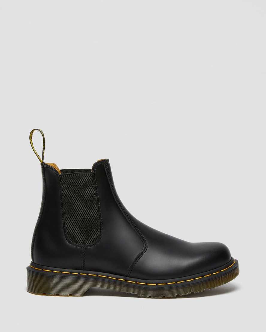 sorte dr martens 2976 yellow stitch smooth chelsea støvler til dame
