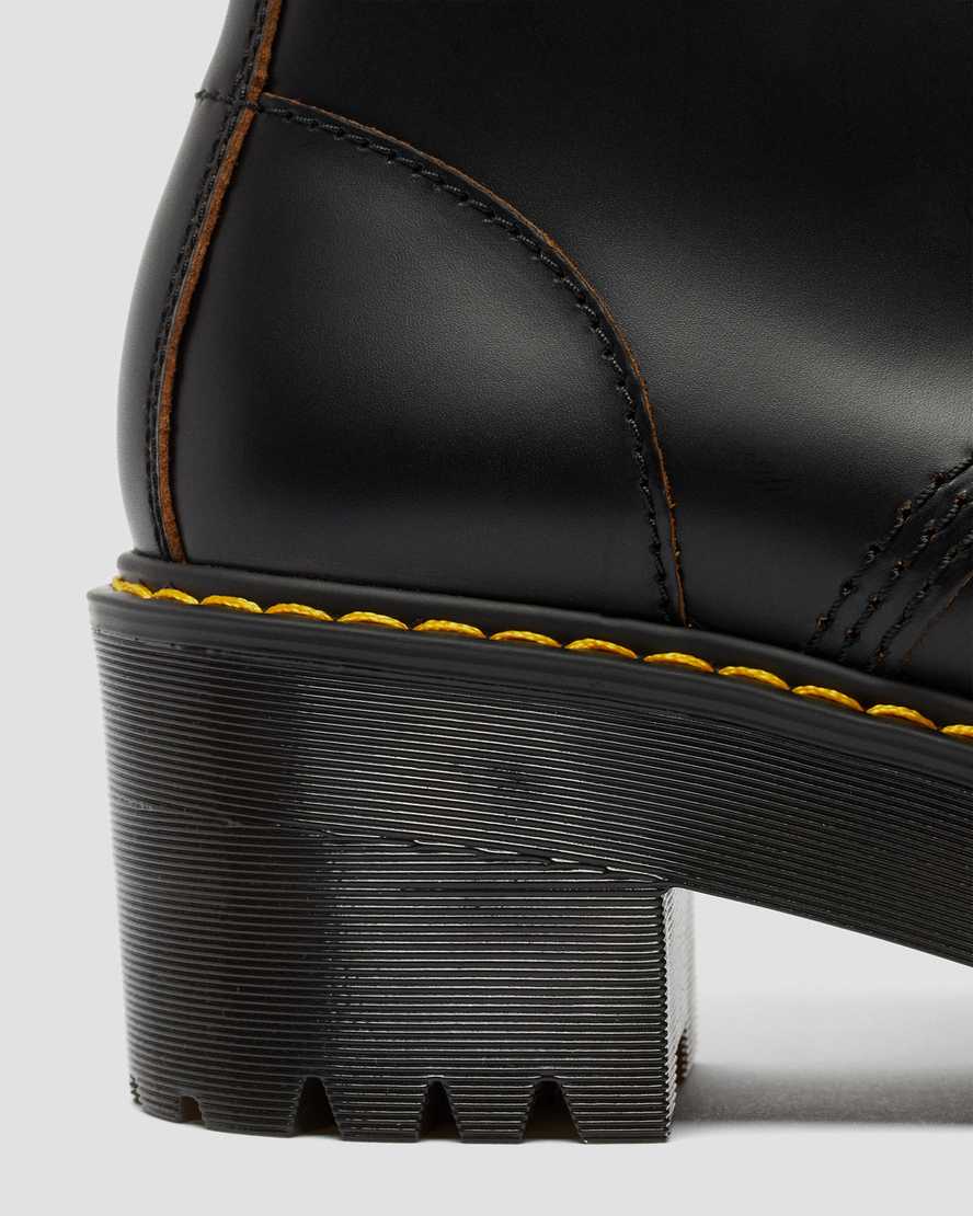sorte dr martens leona vintage smooth damestøvler med hæl