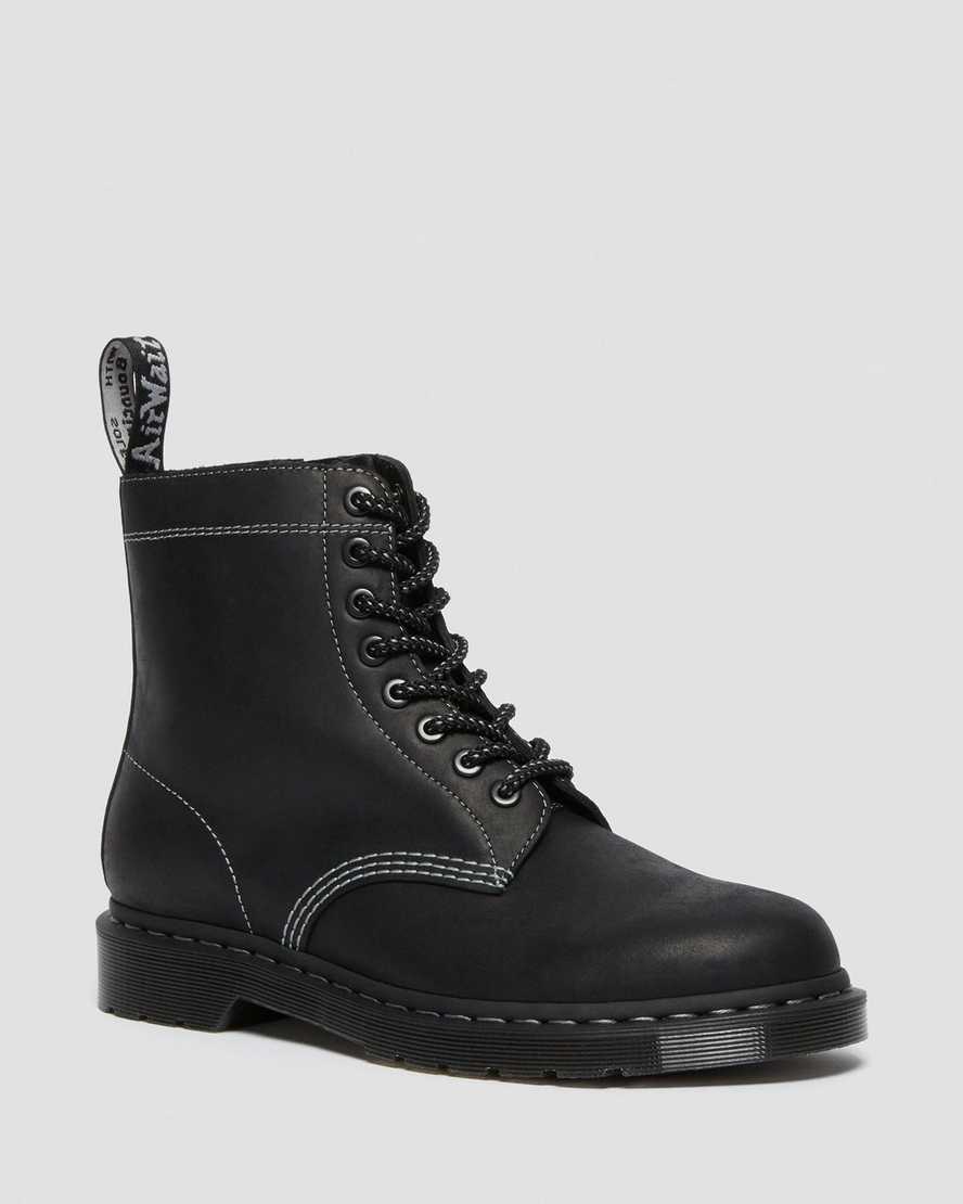 sorte dr martens 1460 pascal zip damestøvler med snørebånd