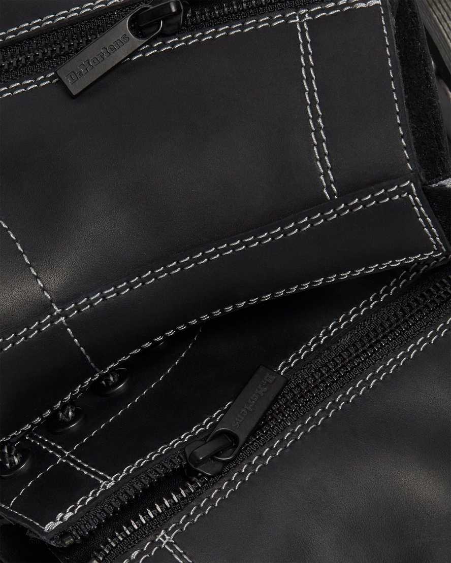 sorte dr martens 1460 pascal zip damestøvler med snørebånd