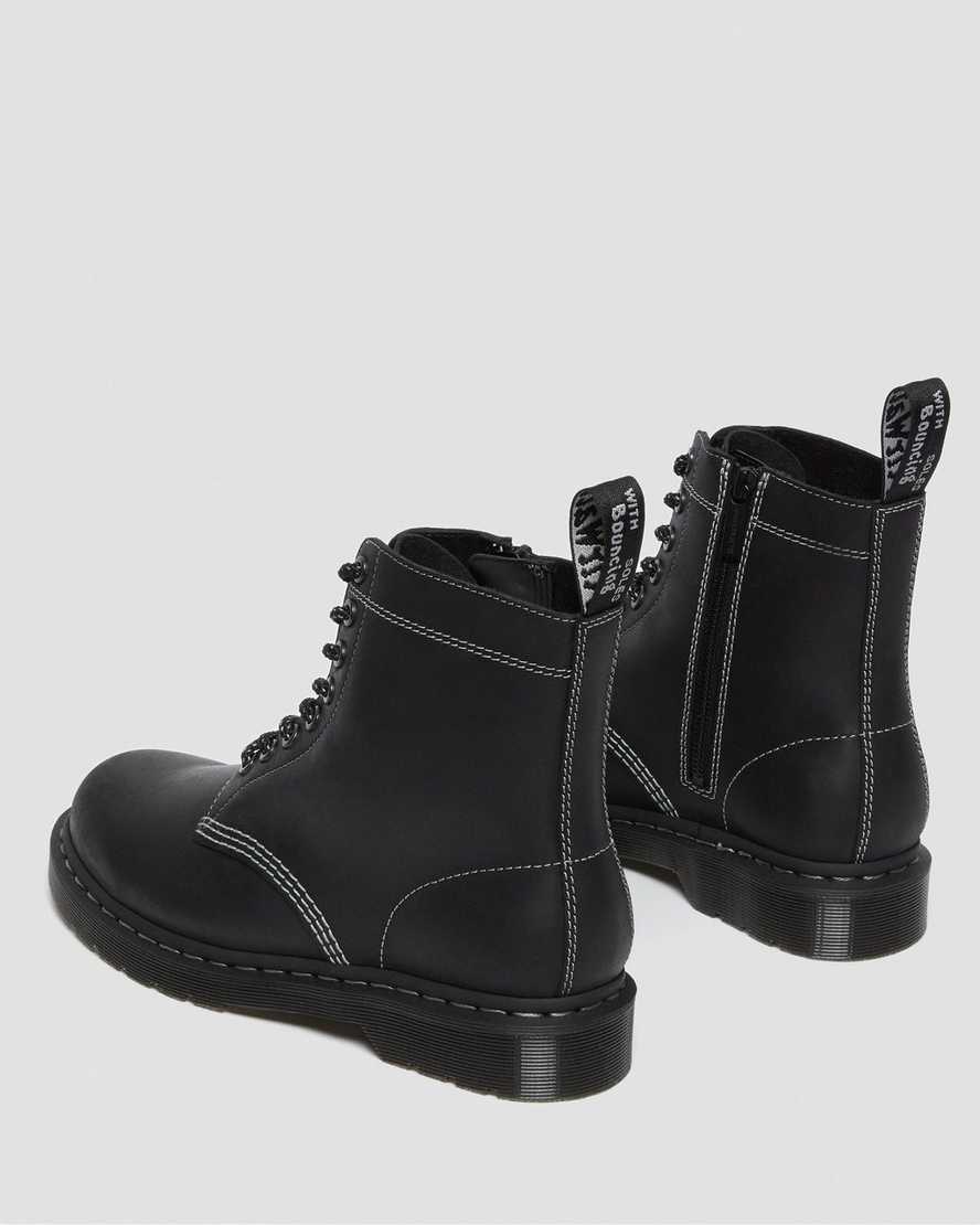 sorte dr martens 1460 pascal zip damestøvler med snørebånd