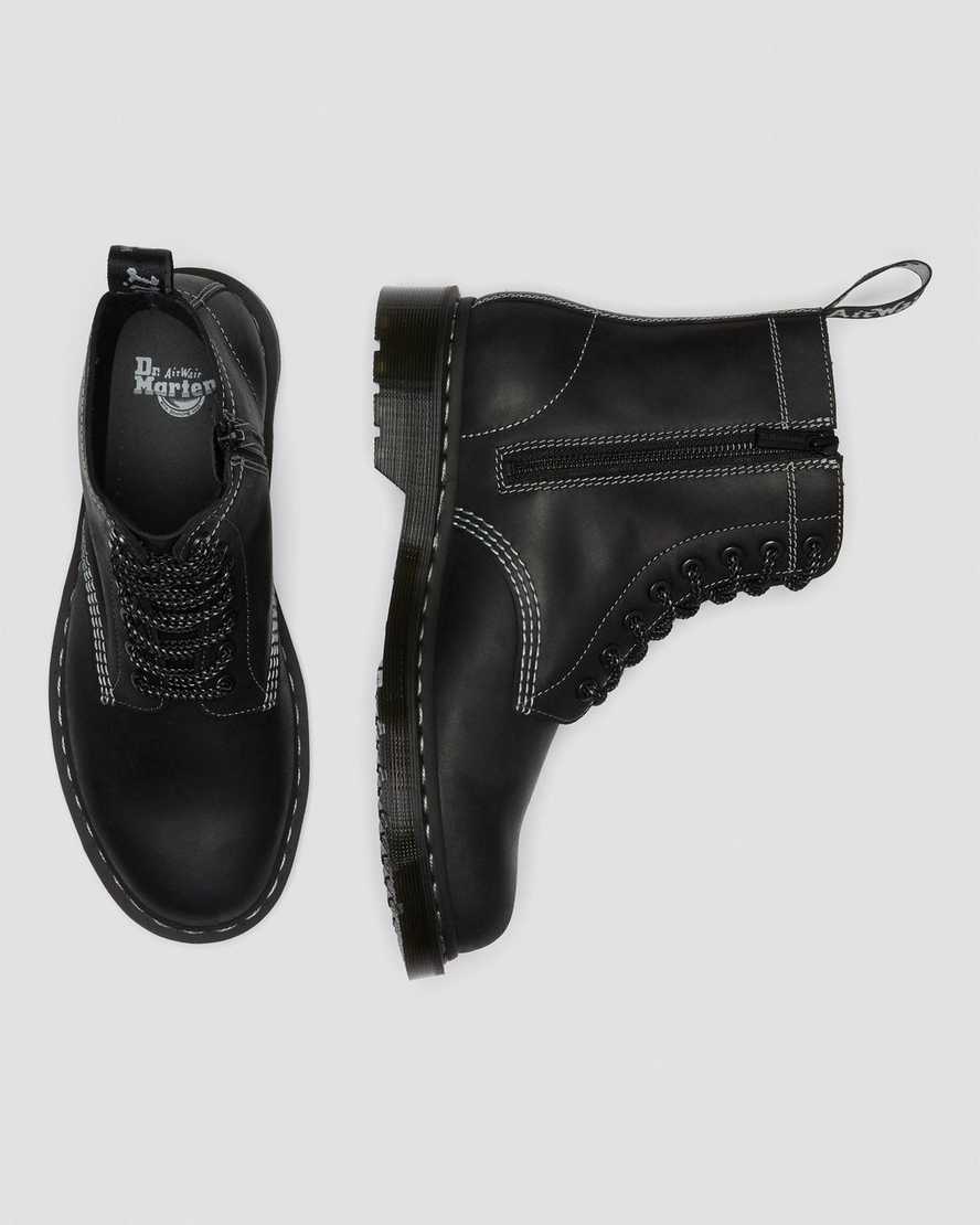 sorte dr martens 1460 pascal zip damestøvler med snørebånd
