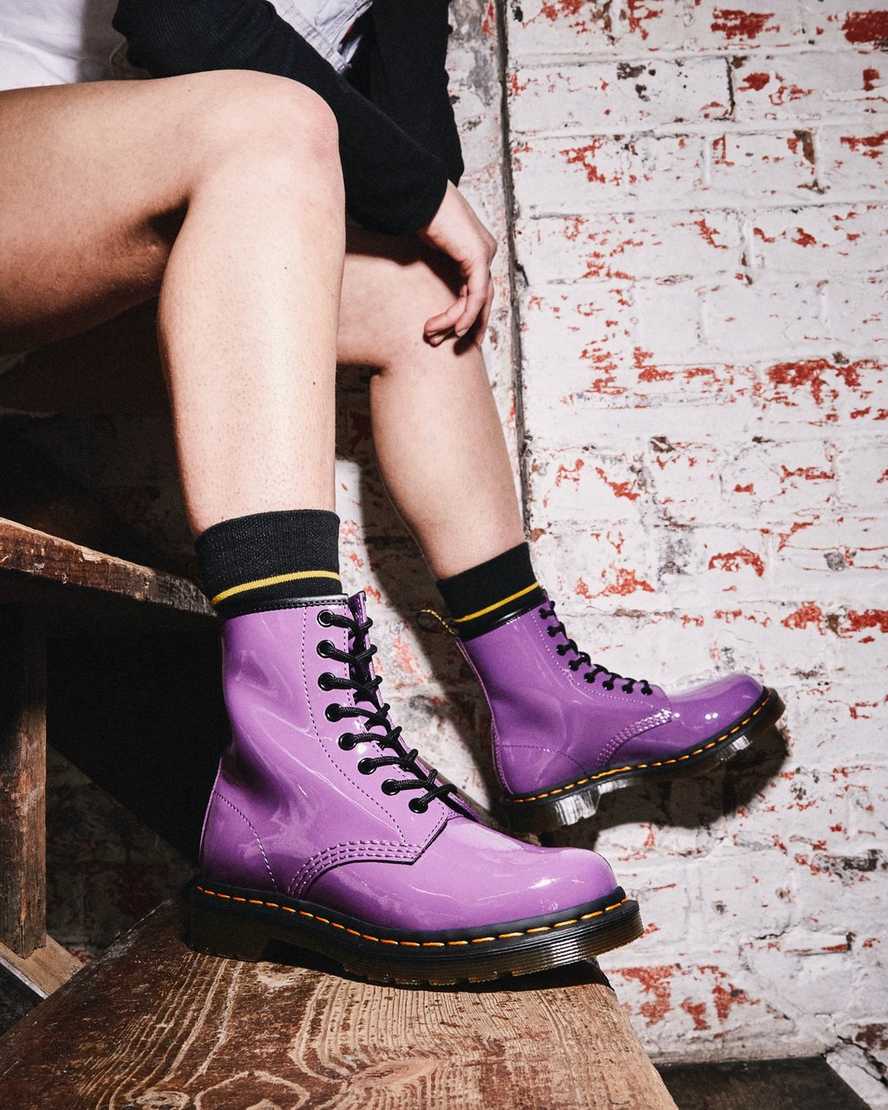 lilla dr martens 1460 patent damestøvler med snøre