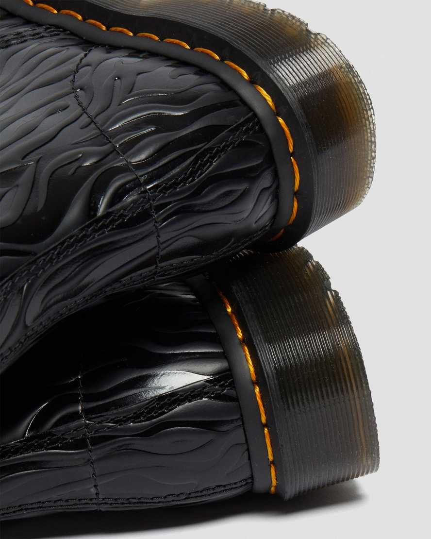 sorte dr martens 1460 pascal zebra emboss damestøvler med snørebånd