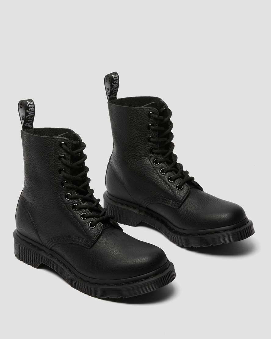 sorte dr martens 1460 pascal mono damestøvler med snørebånd